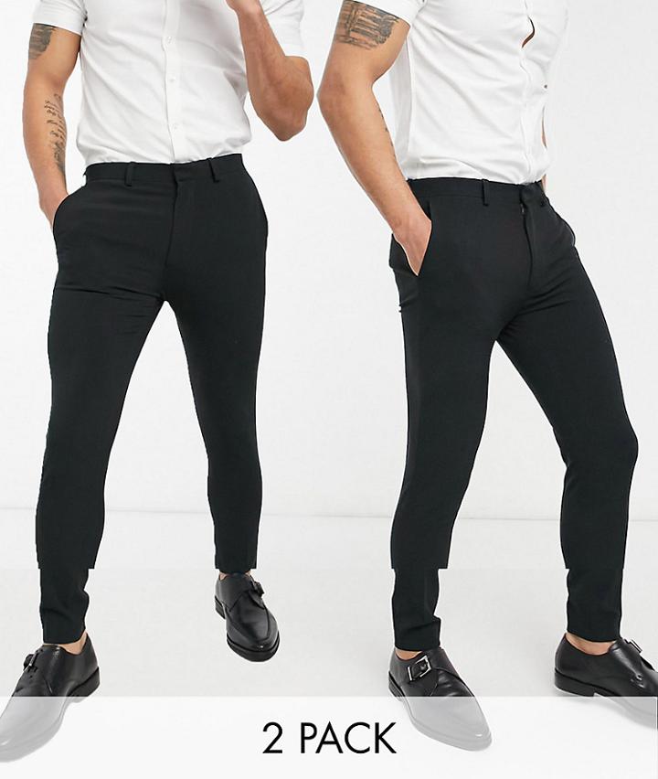 Asos Design Super Skinny Smart Pants Multipack In Black