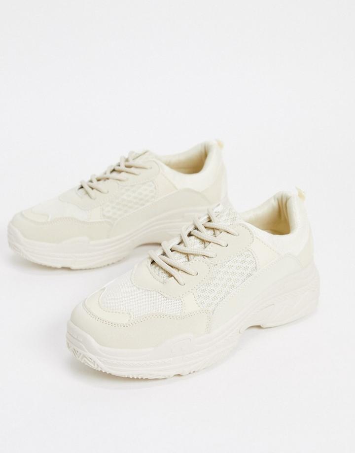 Public Desire Fiyah Chunky Sneakers In Bone-neutral