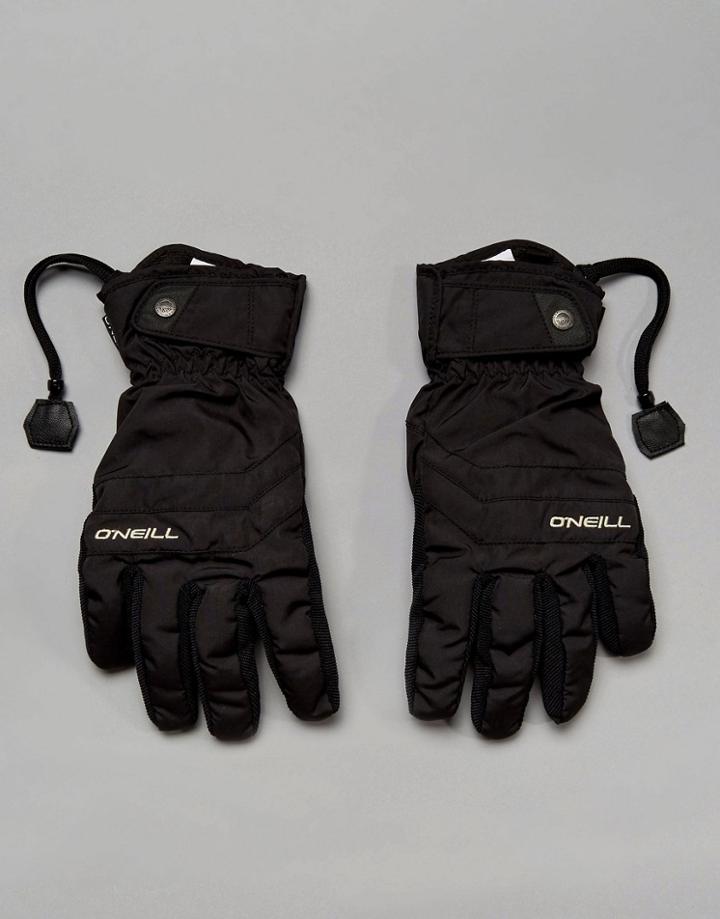 O'neill Freestyle Ski Gloves Fleece Lined In Black - Black