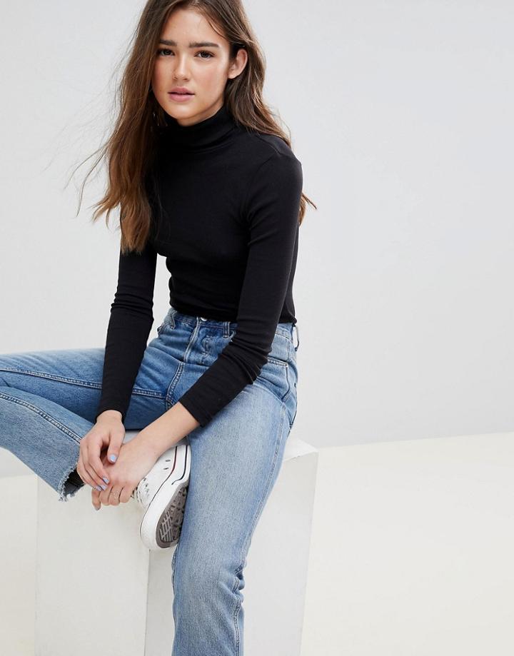 Brave Soul Adrian Roll Neck Top - Black
