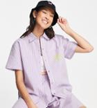 Collusion Pinstripe Shirt With Raw Hem - Part Of A Set-multi