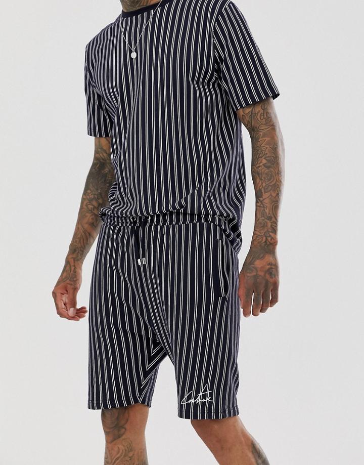 The Couture Club Two-piece Shorts In Navy Pinstripe - Navy