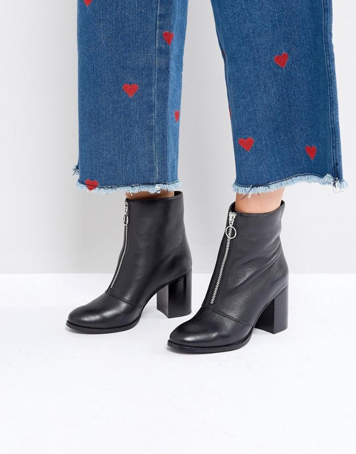 Faith Bip Front Zip Ankle Boots - Black
