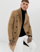 Religion Funnel Neck Asymmetric Overcoat In Camel-tan