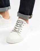 Pull & Bear Sneakers With Slogan Laces In White - White