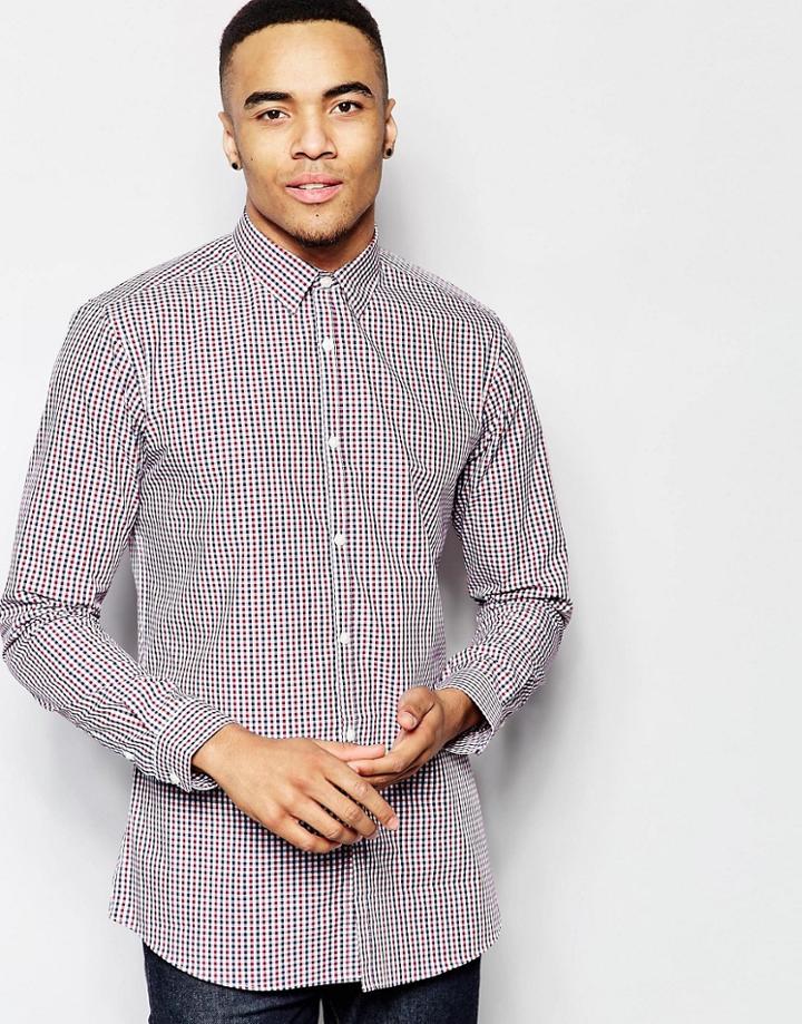 New Look Gingham Shirt In Red & Blue In Regular Fit - Red