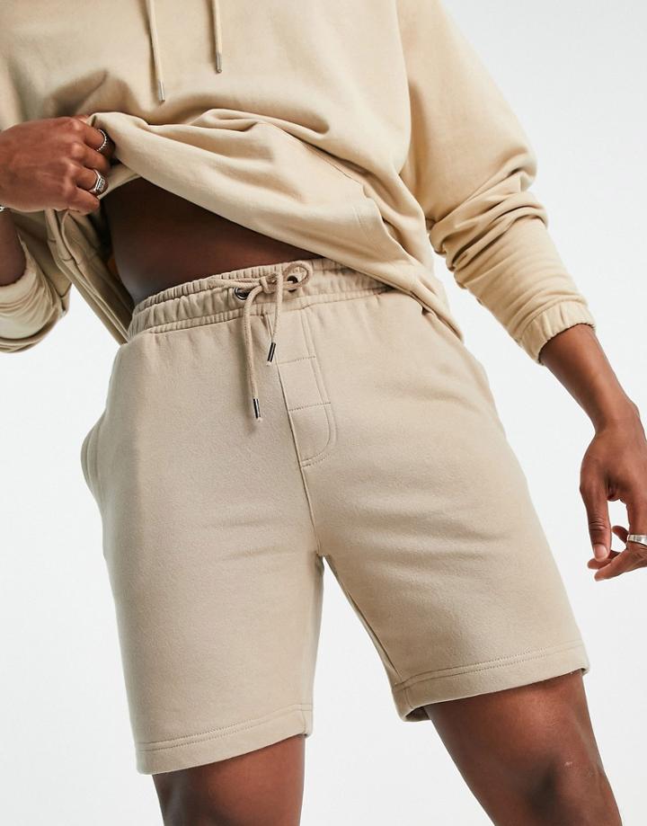 Brave Soul Jersey Shorts In Stone-neutral