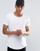 Esprit Longline T-shirt With Raw Edges - White