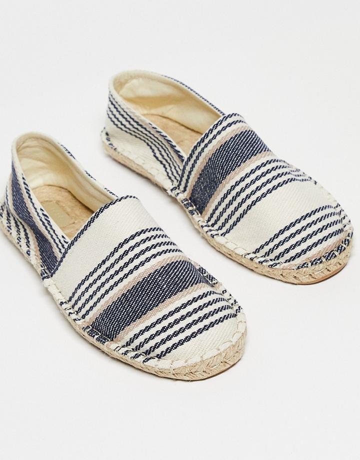 Asos Design Espadrilles In Navy And Natural Stripe-multi