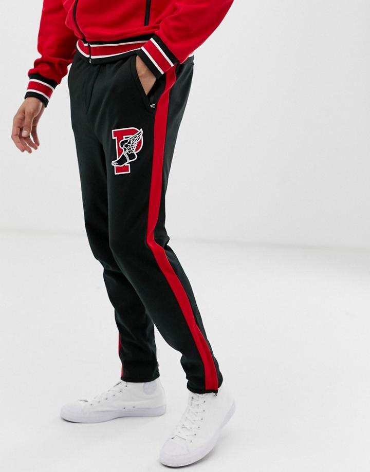 Polo Ralph Lauren Stadium Logo Side Stripe Zip Hem Sweatpants In Black
