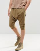 Sixth June Slouchy Jersey Shorts With Drop Crotch - Green