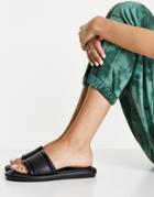 Topshop Piza Leather Padded Mule Sandal In Black