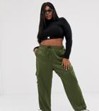 Asos Design Curve Pocket Detail Utility Pants-green