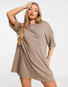 Puma Essentials T-shirt Dress In Taupe - Exclusive To Asos-neutral