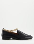 Asos Design Matter Ankle Chain Loafers In Black