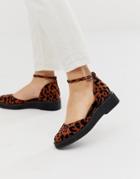 Asos Design Mamza Chunky Flat Shoes In Leopard - Multi