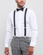Asos Suspenders & Bow Set In Polka Dot And Plain Black - Black