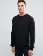 Threadbare Crew Neck Cable Knit Sweater - Black