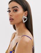 Krystal London Swarovski Crystal Statement Oversize Heart Earrings-clear