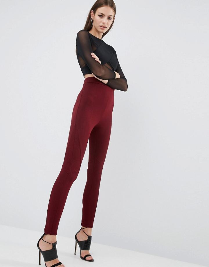 Asos Leggings With Rib Panels - Red