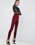 Asos Leggings With Rib Panels - Red