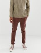 Asos Design Slim Chinos In Washed Brown - Brown