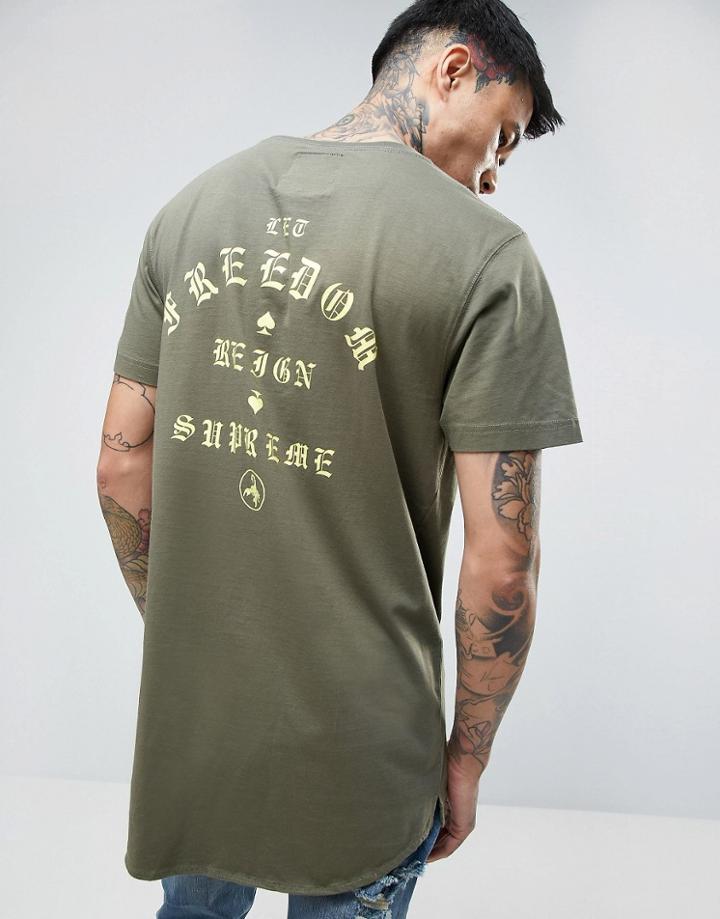 Cayler & Sons Longline T-shirt With Back Print - Green