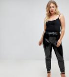 Asos Curve Rivington High Waisted Denim Jeggings In Black Vinyl - Black