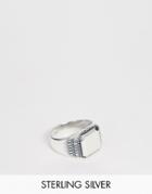 Asos Design Sterling Silver Smart Signet Ring With Emboss