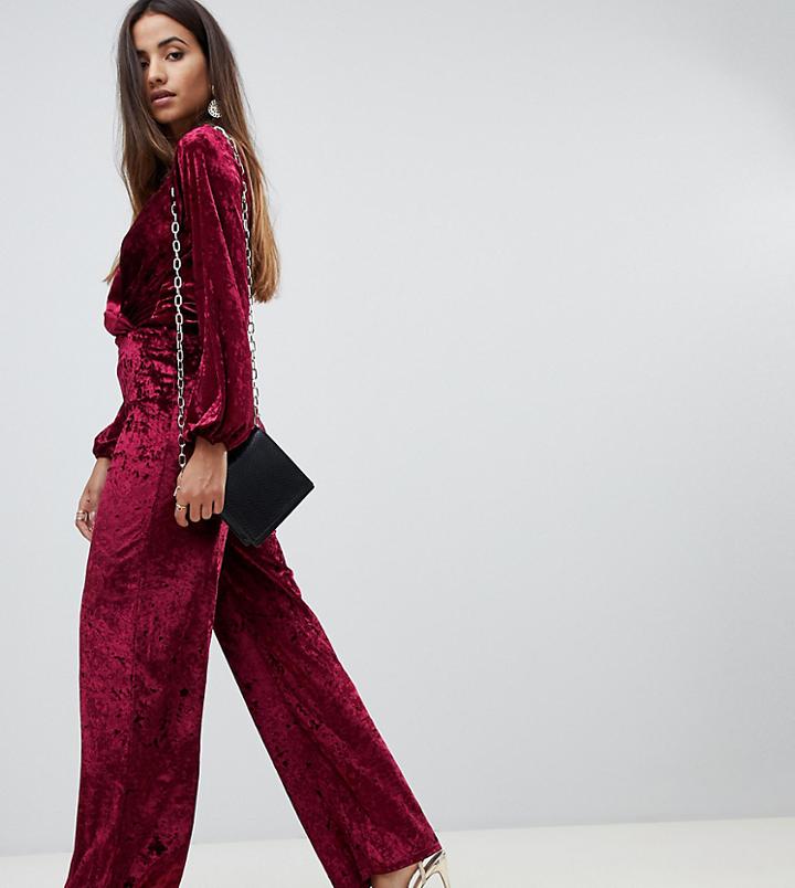 Scarlet Rocks Velvet Wide Leg Pants Two-piece In Plum