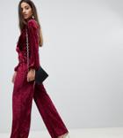 Scarlet Rocks Velvet Wide Leg Pants Two-piece In Plum