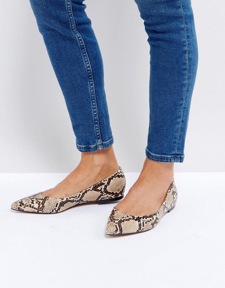 Asos Latch Pointed Ballet Flats - Beige
