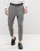 Asos Tapered Cropped Textured Pant In Charcoal - Gray