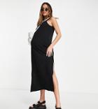 Cotton: On Maternity Loose Fit Tank Midi Dress In Black