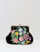 Park Lane Embroidered Coin Purse Bag - Black