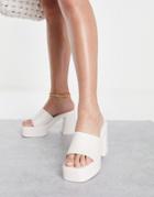 Ego Everest Platform Heel Mule Sandals In Cream-white