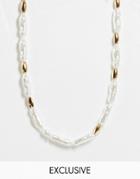 Designb London Exclusive Choker Necklace In Pearl And Gold-multi