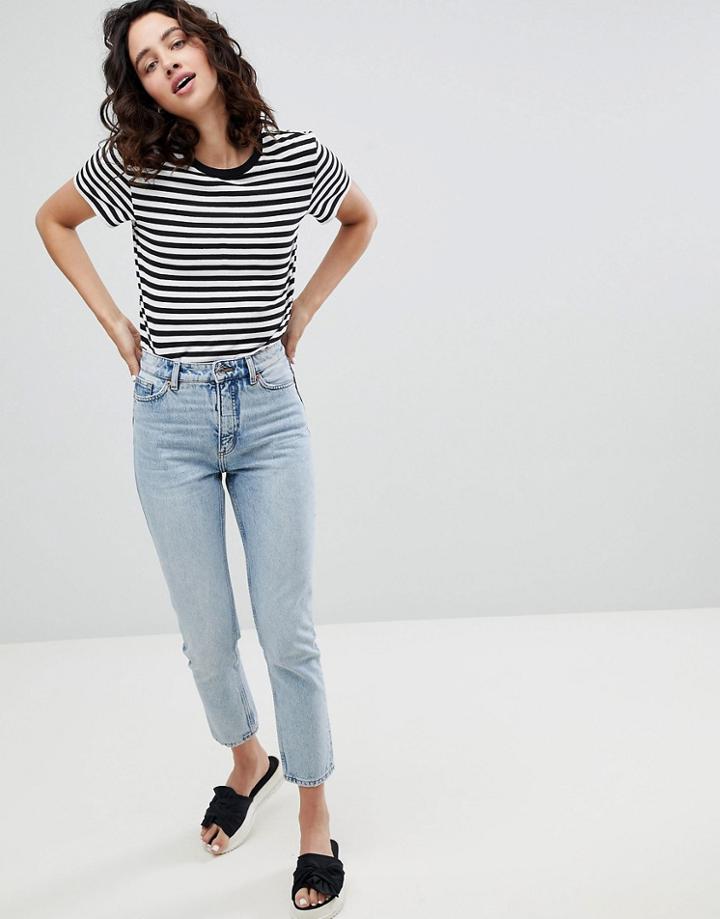 Monki Kimomo Straigt Leg Lightwash Jean - Blue