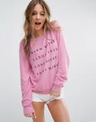 Wildfox Tropical Vacation List Baggy Beach Sweater - Pink