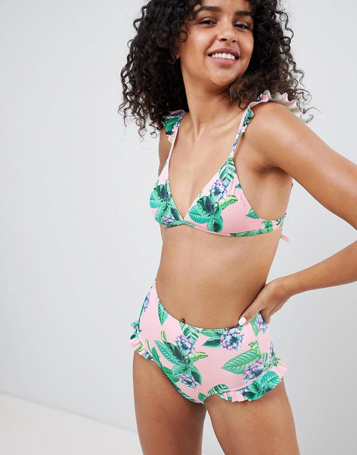 Monki Mix And Match Floral High Waist Bikini Bottoms - Multi