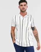 Jack & Jones Originals Stripe Polo With Revere Collar In White - White