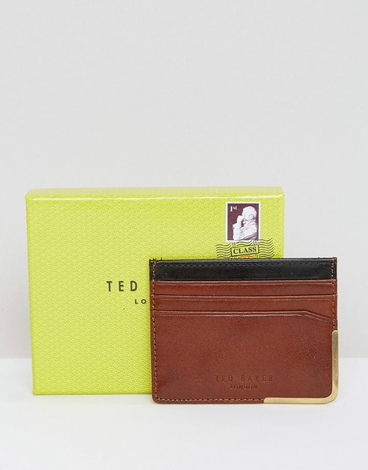 Ted Baker Cardholder With Metal Corner - Tan