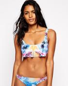 Hobie Be Scene Flounce Bikini Top - Blue