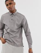 Asos Design Nylon Overhead Shirt With Drawstring Detail In Gray - Gray