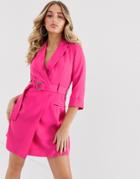 4th + Reckless Cropped Sleeve Buckle Mini Dress In Fuchsia-pink
