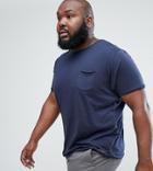 Brave Soul Plus Basic Raw Edge T-shirt - Navy