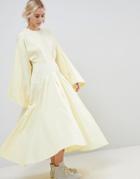 Asos White Midi Kimono Dress - Yellow