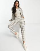 Urban Threads Tailored Pants In Brown Plaid - Part Of A Set-grey