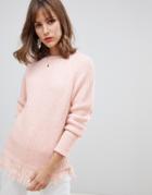 Vero Moda Tassel Hem Knitted Sweater - Pink
