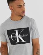 Calvin Klein Jeans Monogram Logo T-shirt In Gray